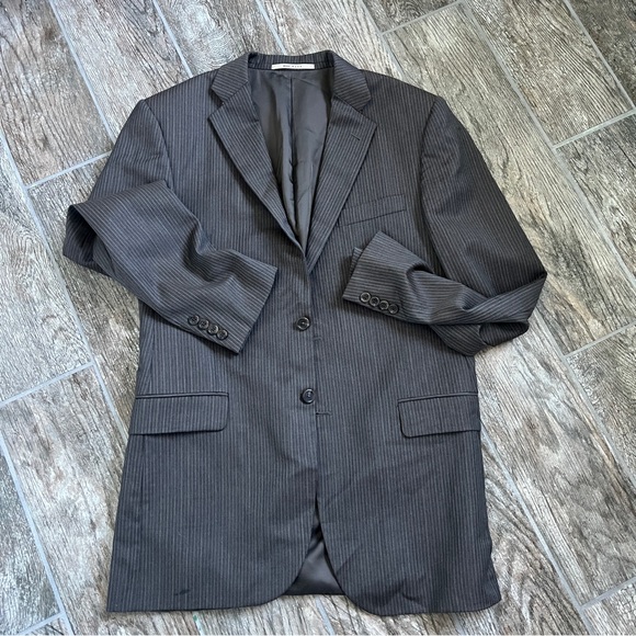 Burberry London Pinstriped Blazer, Brown Blue, 100% Wool, Men’s Size 40 Long - Picture 14 of 15